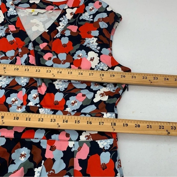 Boden Floral Colorful Dress 12 Pleats Pockets Knee Length Sleeveless Travel Work - Picture 16 of 16
